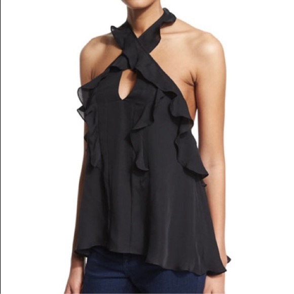 L’AGENCE SILK RUFFLE BLOUSE - Picture 1 of 5